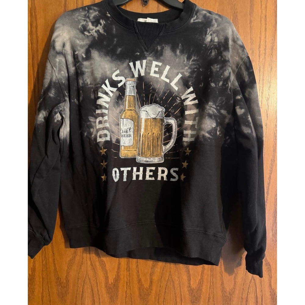 Modish Rebel Drinks Well With Others Tie Dye Graphic Sweatshirt Black Small